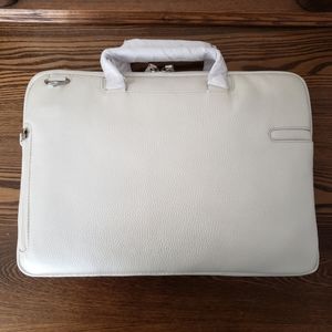 Pierre Belvedere Premium Leather Laptop Bag- White